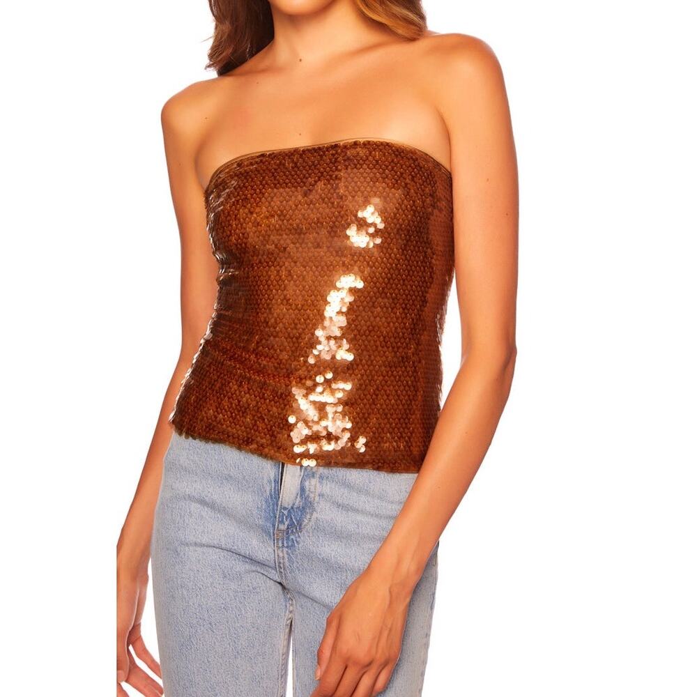 Susana Monaco Sheer Sequin Tube Top NWT XS